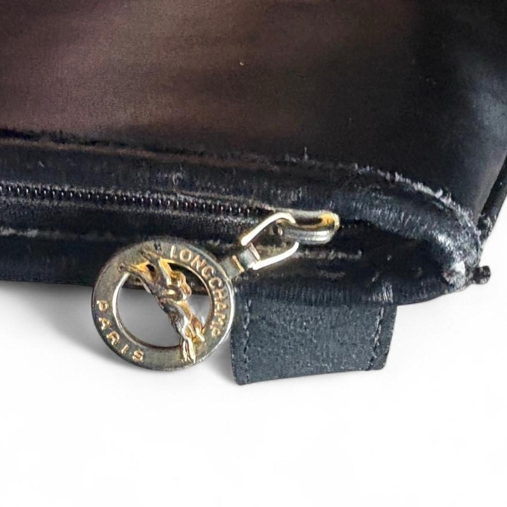 Vintage Leather Longchamp Bag Roseau bamboo toggle zipper shoulder / crossbody - Picture 5 of 8